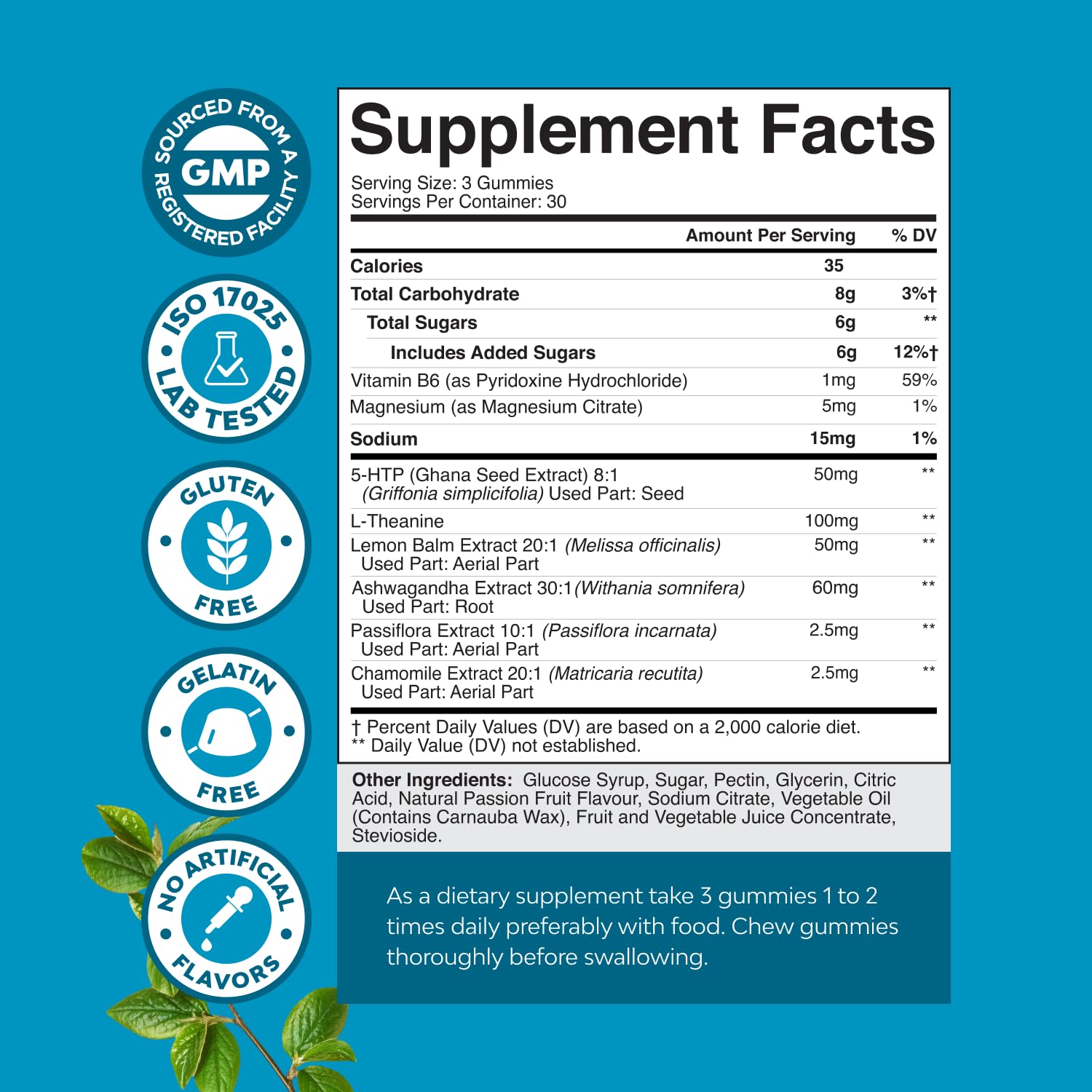 Pure Calm and Relaxing Magnesium Supplement - Magnesium for Stress Support & Rest Ease for Adults - High Absorption Mg Citrate Gummies with L Theanine & Ashwagandha for Muscle Cramps - 90 Count - dailyvitalstore