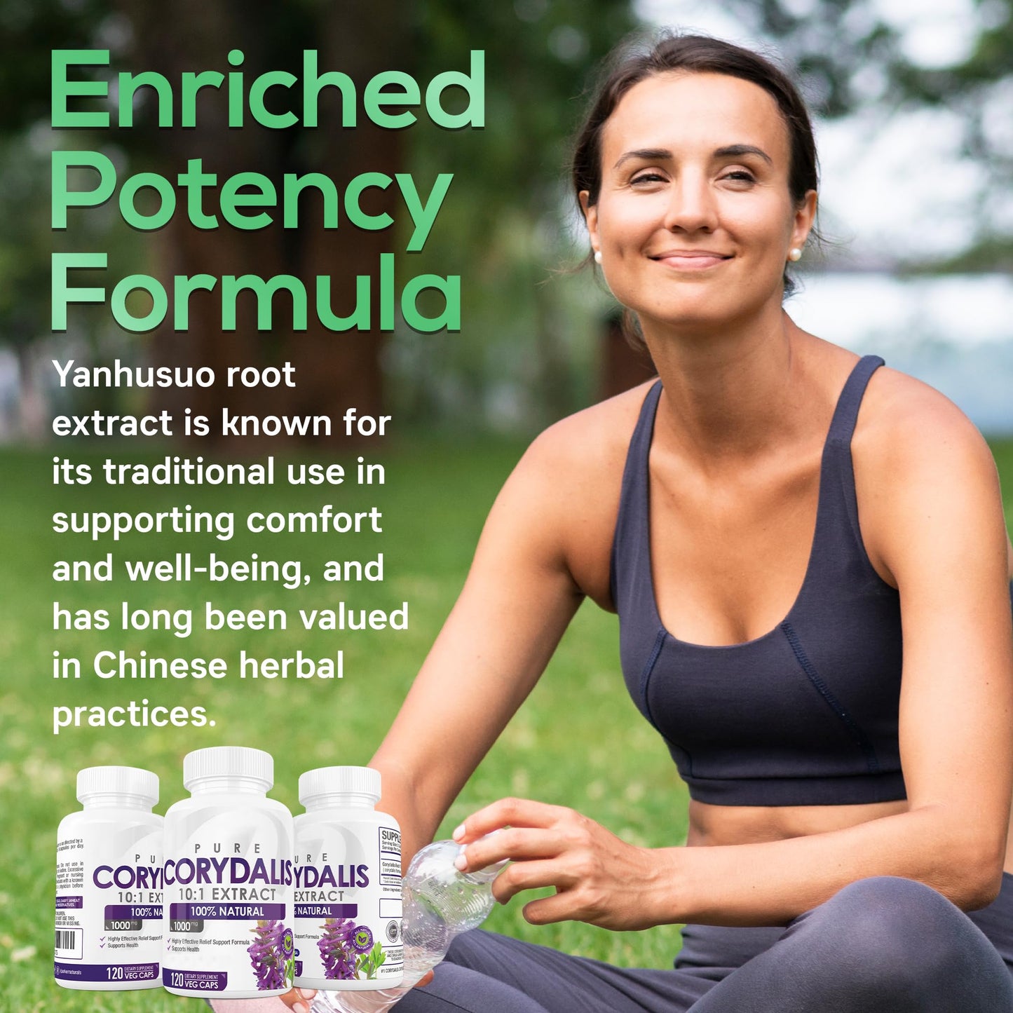 Pure Corydalis Root Extract Capsule - 1000mg Strength, 10:1 Corydalis Yanhusuo Extract, Natural Relief, Long Lasting, 100% Vegetarian, 60 Servings, 120 Count - dailyvitalstore