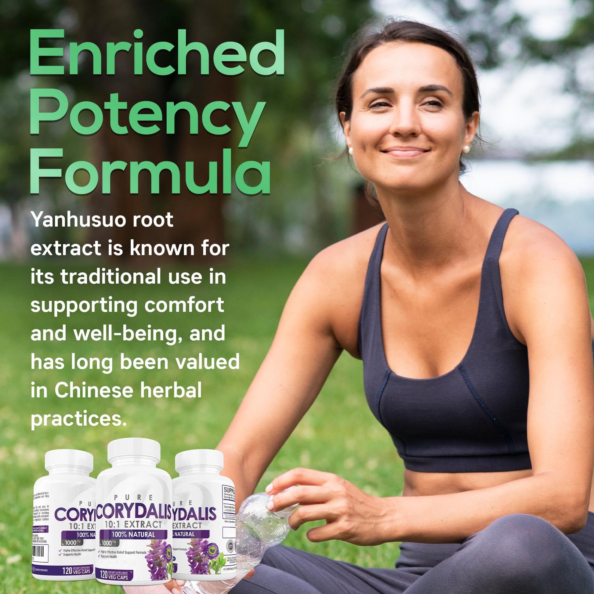 Pure Corydalis Root Extract Capsule - 1000mg Strength, 10:1 Corydalis Yanhusuo Extract, Natural Relief, Long Lasting, 100% Vegetarian, 60 Servings, 120 Count - dailyvitalstore