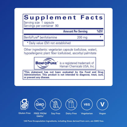 Pure Encapsulations BenfoMax 90's - 200 mg Benfotiamine - Vitamin B1 Thiamin Supplement - Supports Heart & Metabolism Health - dailyvitalstore