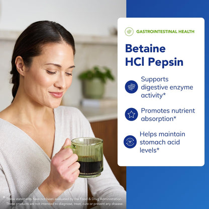 Pure Encapsulations Betaine HCl Pepsin - Digestive Enzymes Supplement for Digestion Aid & Support, Stomach Acid & Nutrient Absorption* - dailyvitalstore