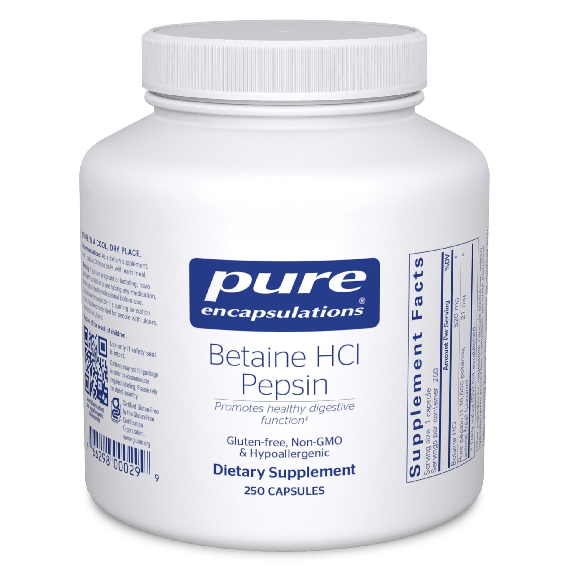 Pure Encapsulations Betaine HCl Pepsin - Digestive Enzymes Supplement for Digestion Aid & Support, Stomach Acid & Nutrient Absorption* - dailyvitalstore