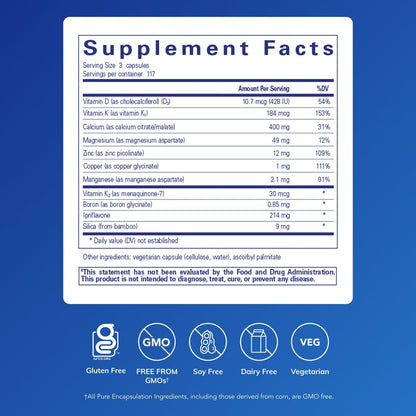 Pure Encapsulations +Cal+ with Ipriflavon | Mineral, Vitamin, and Herbal Supplement to Promote Skeletal Strength | 351 Capsules - dailyvitalstore