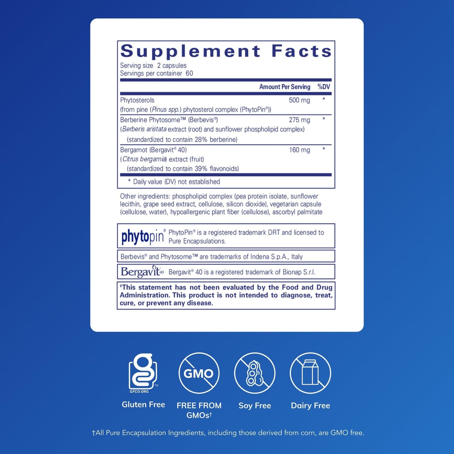 Pure Encapsulations CholestePure Plus 120's - Supports Lipid Metabolism & Heart Health* - Berberine Supplement - with Citrus Bergamot - Gluten Free & Non-GMO - 120 Capsules - dailyvitalstore