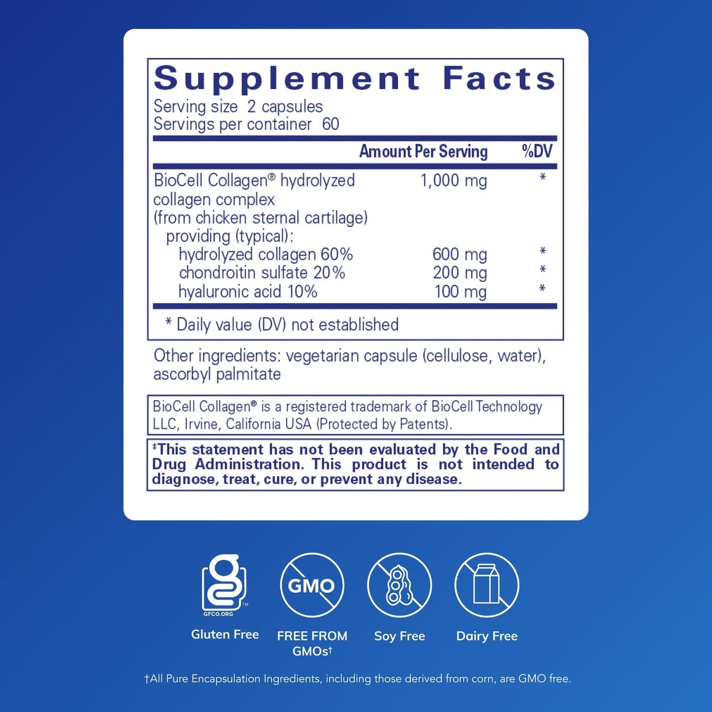 Pure Encapsulations Collagen JS - Skin & Joint Health* - 1,000 mg Hydrolyzed Biocell Collagen - Gluten Free & Non-GMO - 120 Capsules - dailyvitalstore