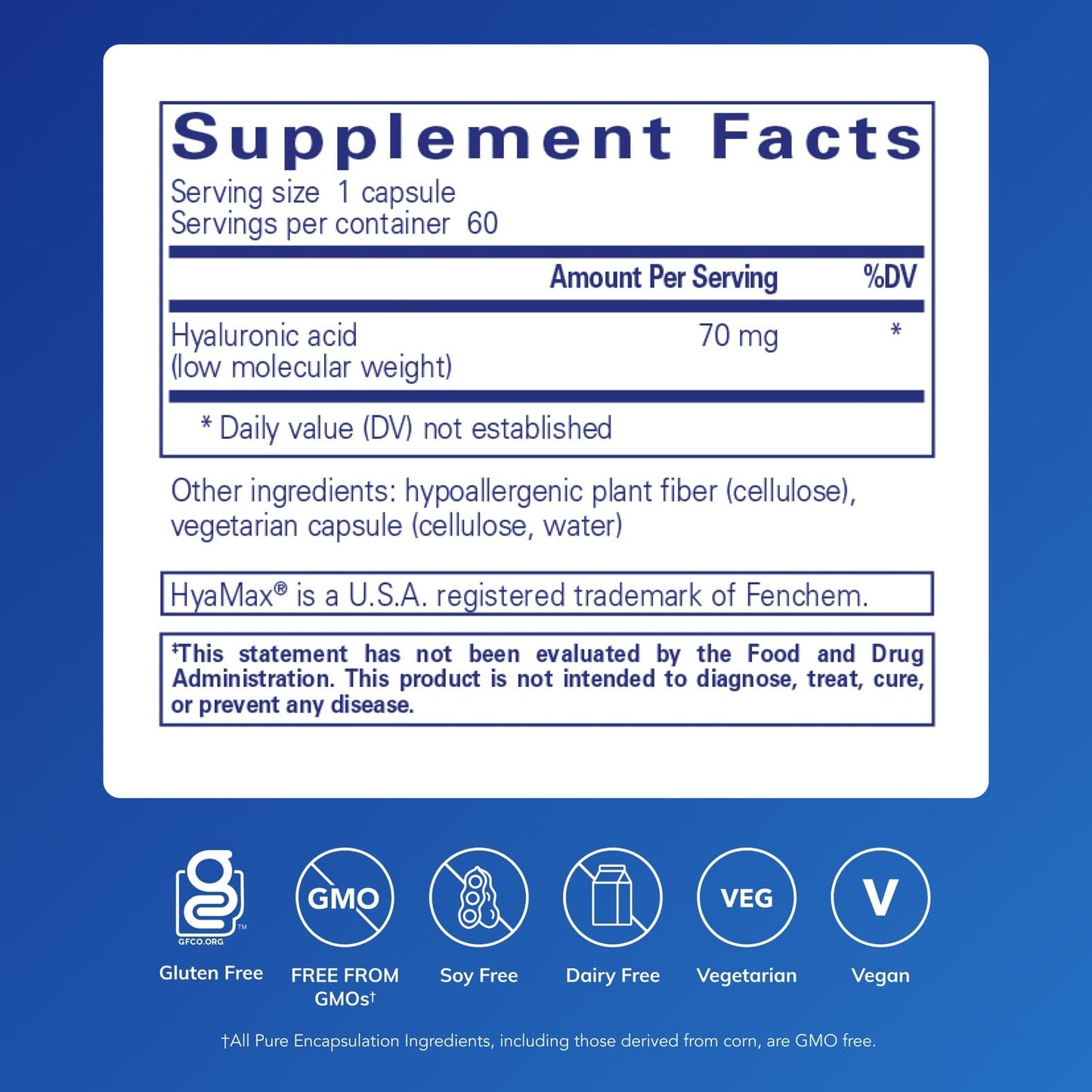 Pure Encapsulations Hyaluronic Acid - for Skin Hydration, Joint Lubrication & Joint Health* - Effective Absorption - Gluten Free - dailyvitalstore
