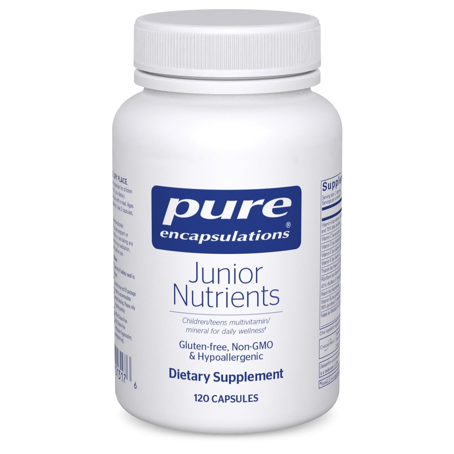 Pure Encapsulations Junior Nutrients - Kids & Teens Multivitamin - Without Iron - with Calcium, Vitamin D3 & Vitamin C - Non-GMO & Vegetarian - 120 Capsules - dailyvitalstore