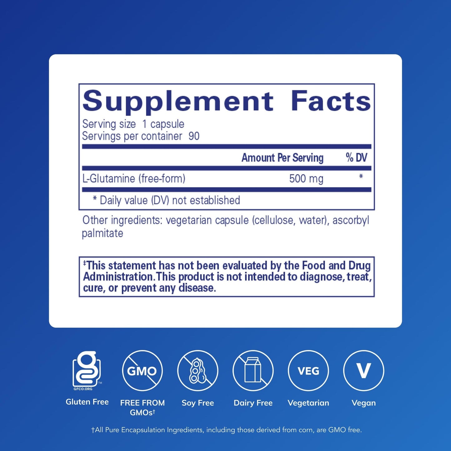 Pure Encapsulations L-Glutamine 500 mg - Supplement for Immune and Digestive Support, Gut Health and Lining, Metabolism, and Muscle Support* - dailyvitalstore