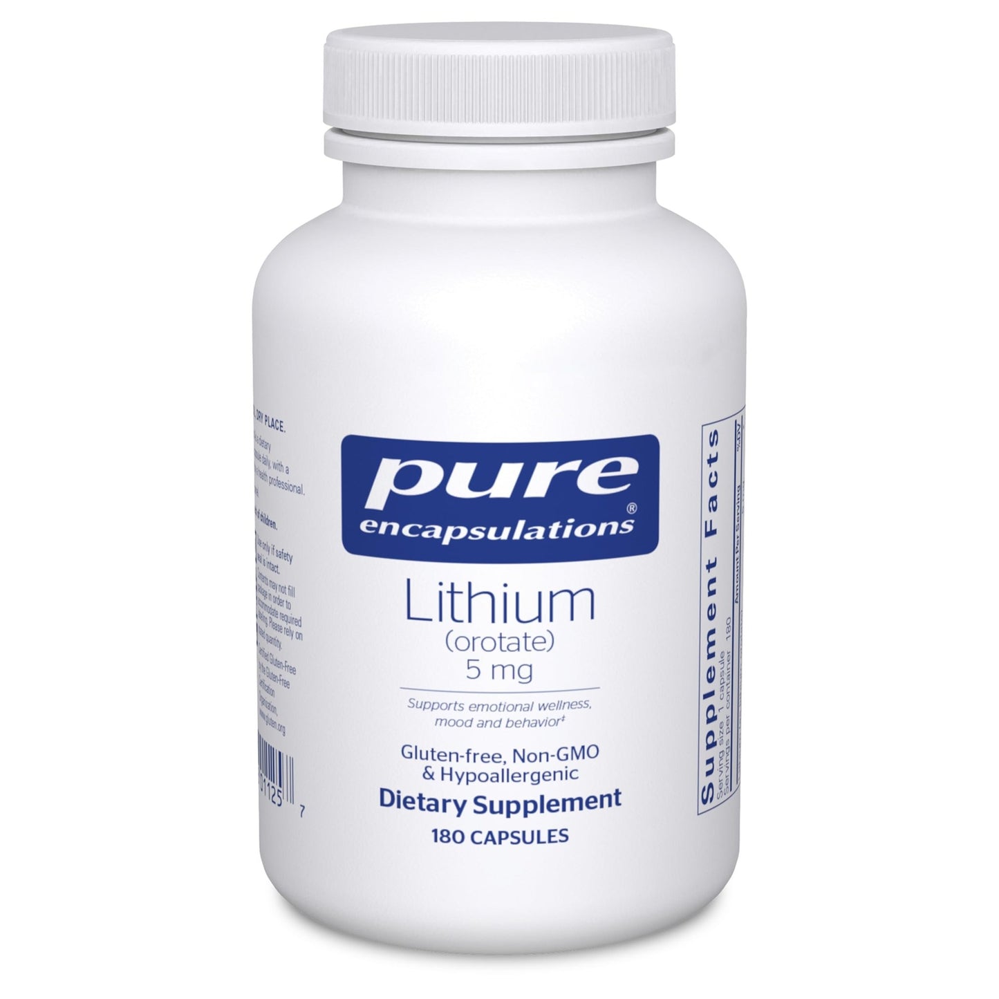 Pure Encapsulations Lithium Orotate 5 mg - Brain Support Supplement - with N-Acetyl-L-Cysteine (NAC) for Memory & Brain Behavior* - dailyvitalstore