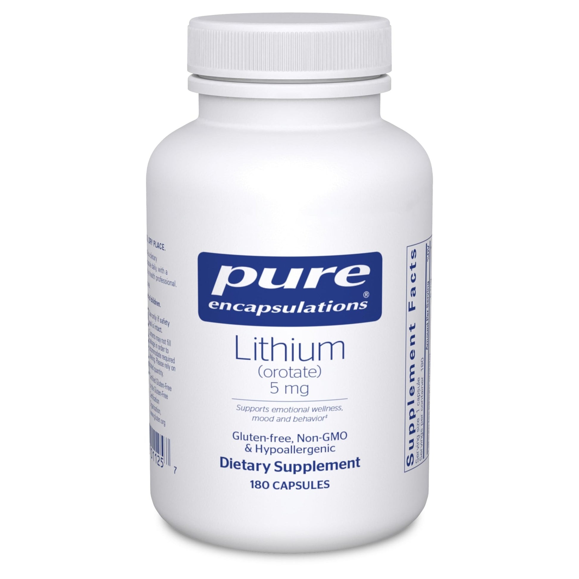 Pure Encapsulations Lithium Orotate 5 mg - Brain Support Supplement - with N-Acetyl-L-Cysteine (NAC) for Memory & Brain Behavior* - dailyvitalstore
