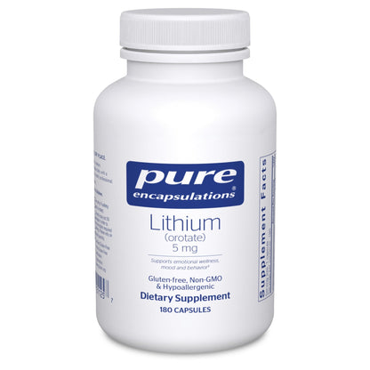 Pure Encapsulations Lithium Orotate 5 mg - Brain Support Supplement - with N-Acetyl-L-Cysteine (NAC) for Memory & Brain Behavior* - dailyvitalstore
