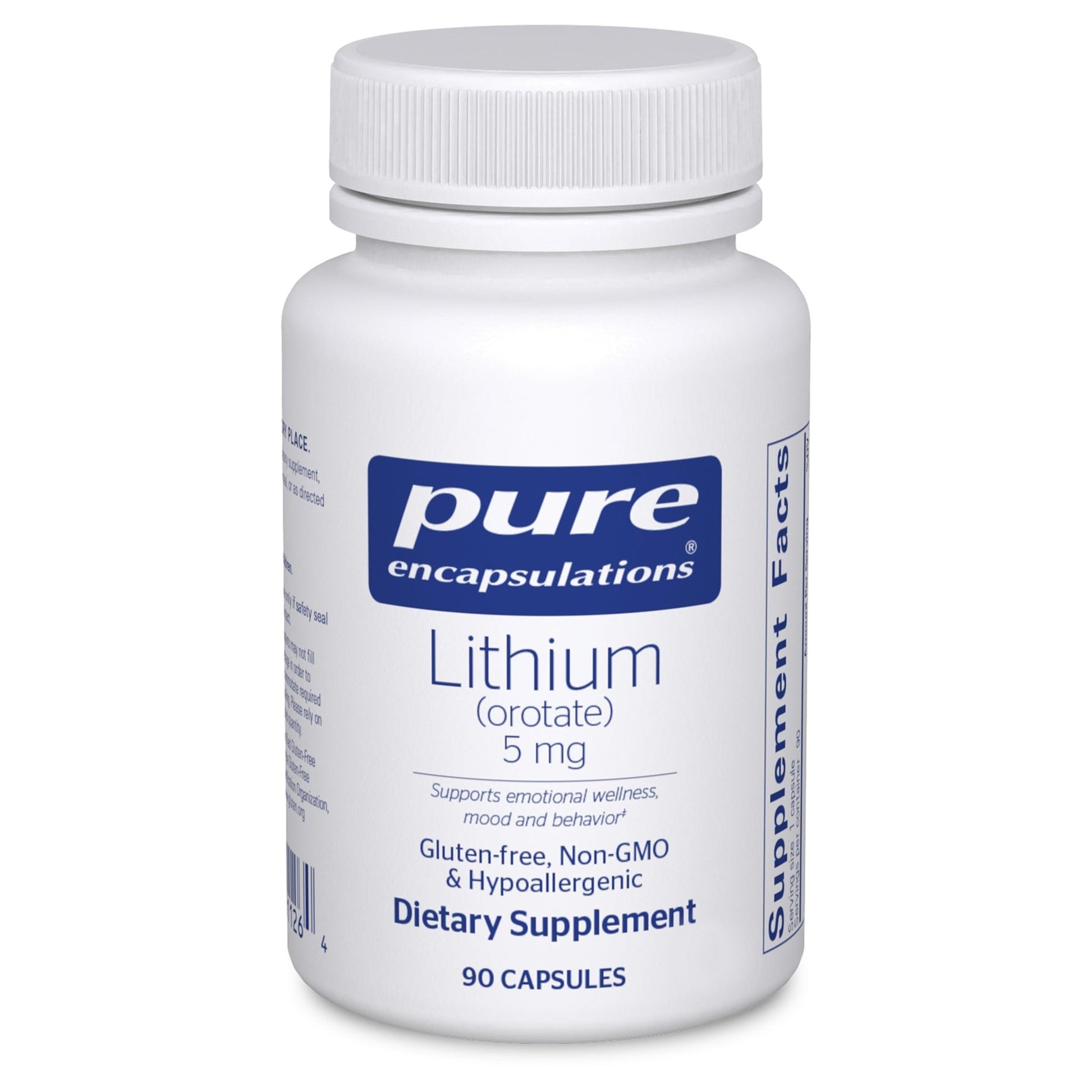 Pure Encapsulations Lithium Orotate 5 mg - Brain Support Supplement - with N-Acetyl-L-Cysteine (NAC) for Memory & Brain Behavior* - Gluten Free & Non-GMO - 90 Capsules - dailyvitalstore