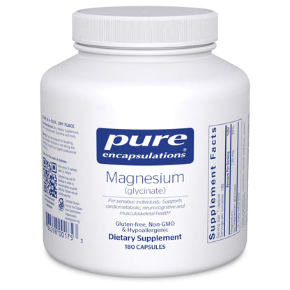 Pure Encapsulations Magnesium (Glycinate) - Supplement to Support Stress Relief, Sleep, Heart Health, Nerves, Muscles, and Metabolism* - with Magnesium Glycinate - 180 Capsules - dailyvitalstore