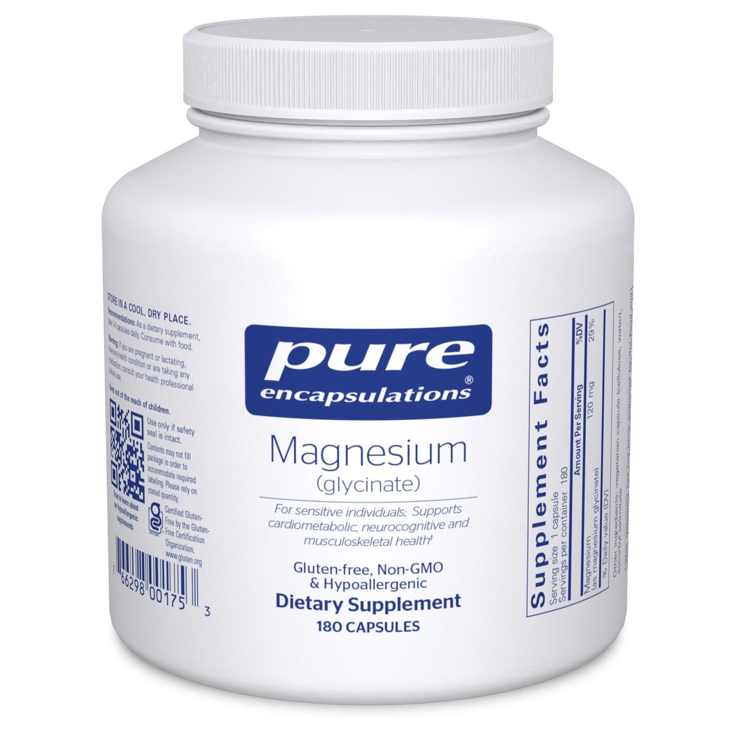 Pure Encapsulations Magnesium (Glycinate) - Supplement to Support Stress Relief, Sleep, Heart Health, Nerves, Muscles, and Metabolism* - with Magnesium Glycinate - 180 Capsules - dailyvitalstore