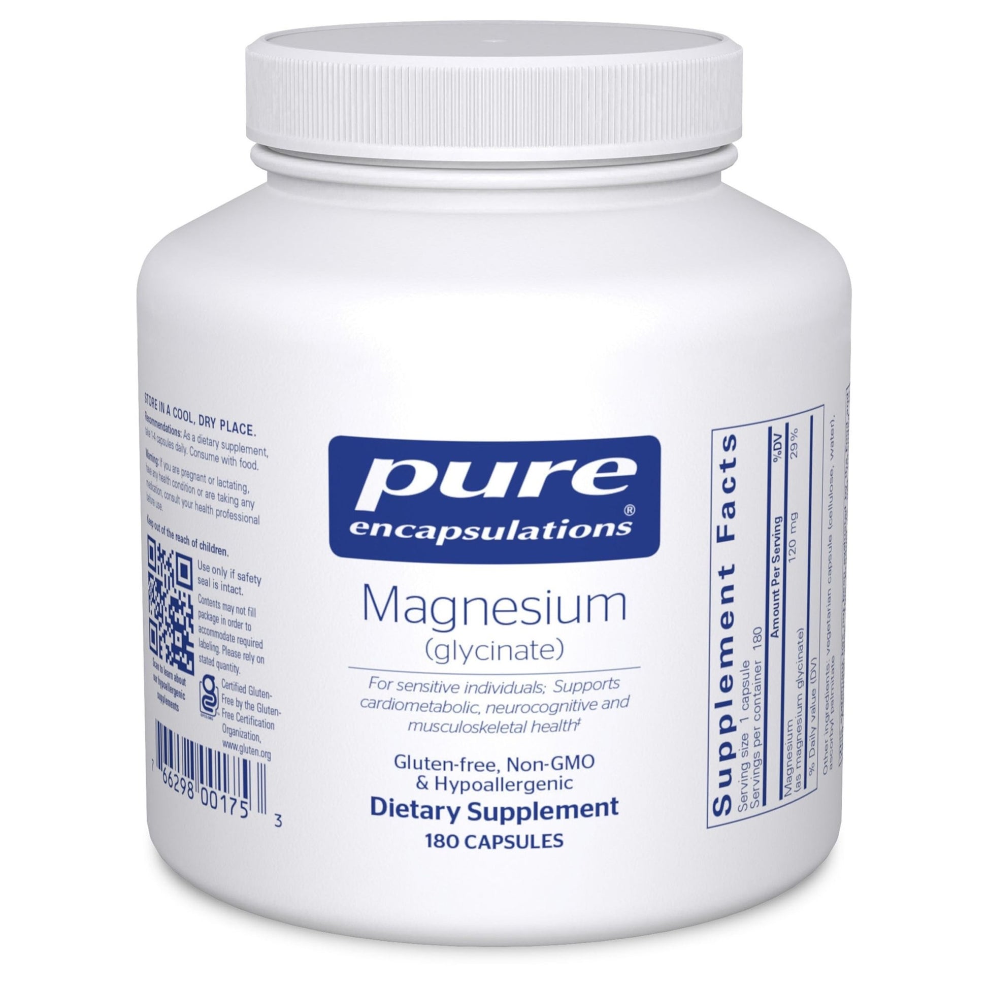 Pure Encapsulations Magnesium (Glycinate) - Supplement to Support Stress Relief, Sleep, Heart Health, Nerves, Muscles, and Metabolism* - with Magnesium Glycinate - 180 Capsules - dailyvitalstore