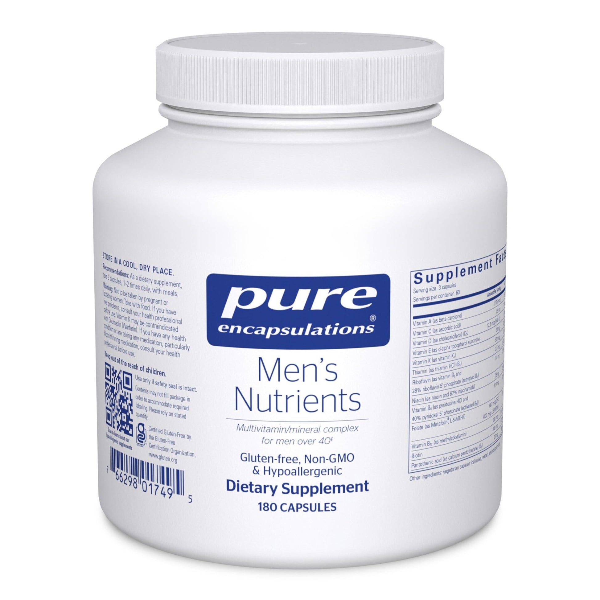 Pure Encapsulations Men's Nutrients - Multivitamin Mineral Supplement to Support Energy, Endurance & Stamina in Men Over 40* - with Vitamin D, Vitamin C & Trace Minerals - 180 Capsules - dailyvitalstore