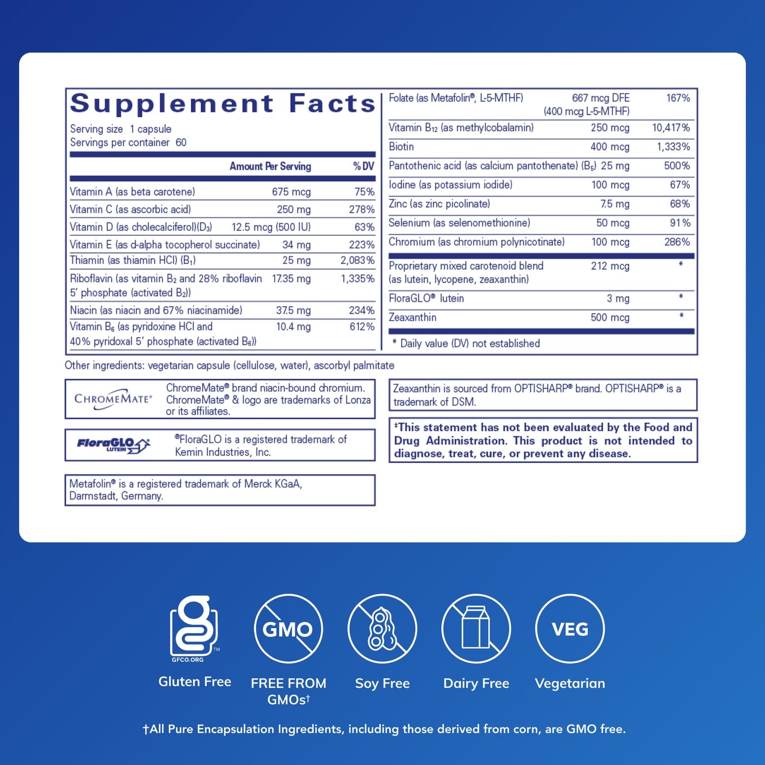 Pure Encapsulations Multi T/D - Multivitamin & Mineral Supplement - for Daily Wellness, Cardiovascular & Immune Health* - Rich in Vitamins & Minerals - Gluten Free & Vegetarian - 60 Capsules - dailyvitalstore