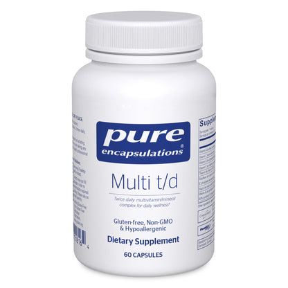 Pure Encapsulations Multi T/D - Multivitamin & Mineral Supplement - for Daily Wellness, Cardiovascular & Immune Health* - Rich in Vitamins & Minerals - Gluten Free & Vegetarian - 60 Capsules - dailyvitalstore