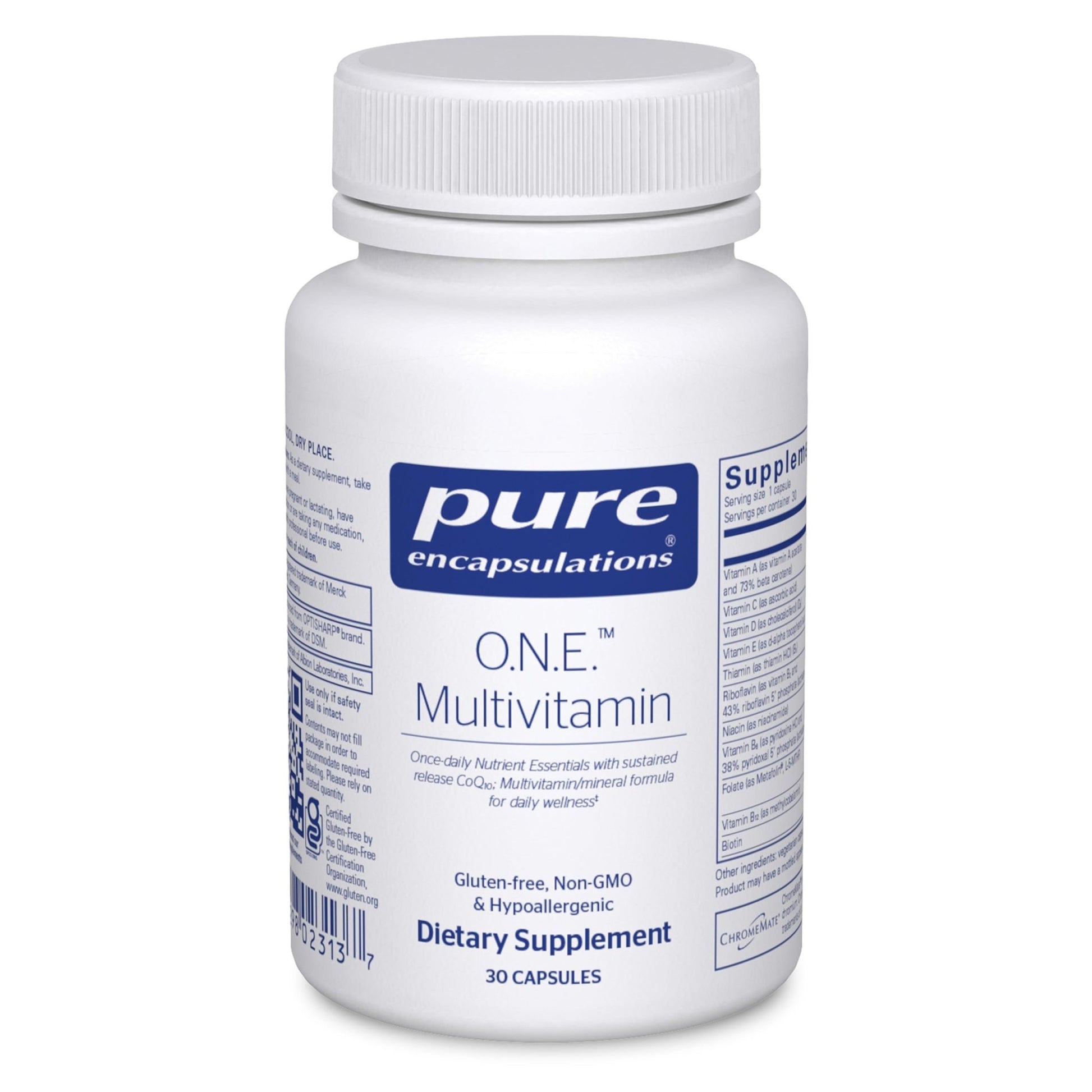 Pure Encapsulations O.N.E. Multivitamin - Once Daily Multivitamin with Antioxidant Complex Metafolin, CoQ10, and Lutein to Support Vision, Cognitive Function, and Cellular Health* - 30 Capsules - dailyvitalstore