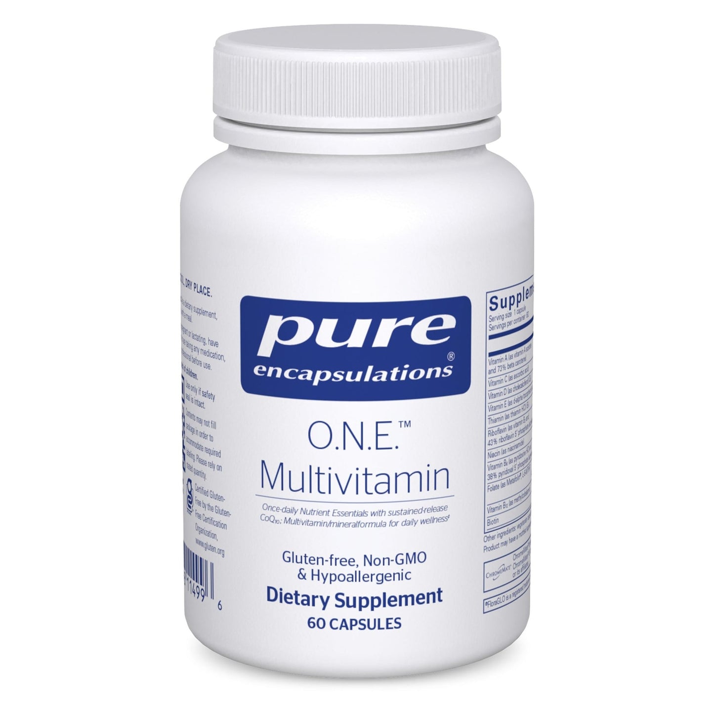 Pure Encapsulations O.N.E. Multivitamin - Once Daily Multivitamin with Antioxidant Complex Metafolin, CoQ10, and Lutein to Support Vision, Cognitive Function, and Cellular Health* - 60 Capsules - dailyvitalstore