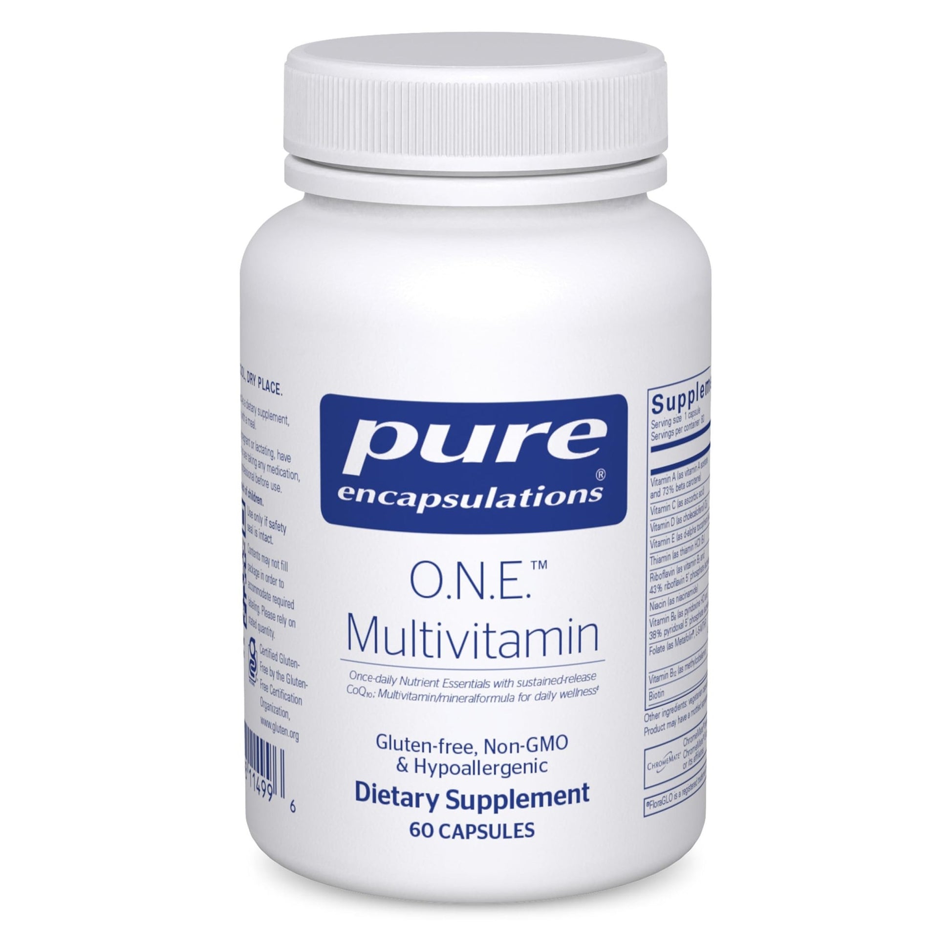 Pure Encapsulations O.N.E. Multivitamin - Once Daily Multivitamin with Antioxidant Complex Metafolin, CoQ10, and Lutein to Support Vision, Cognitive Function, and Cellular Health* - 60 Capsules - dailyvitalstore