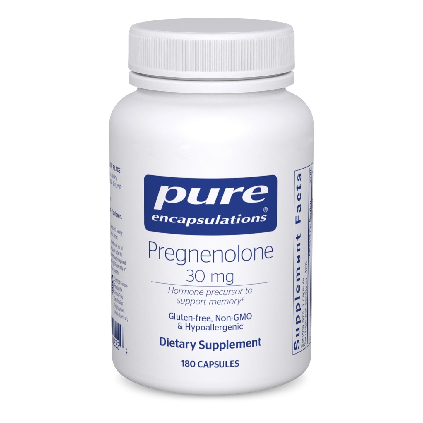 Pure Encapsulations Pregnenolone - 30 mg - Hormone Support - Memory Support - Gluten Free & Vegan - 180 Capsules - dailyvitalstore