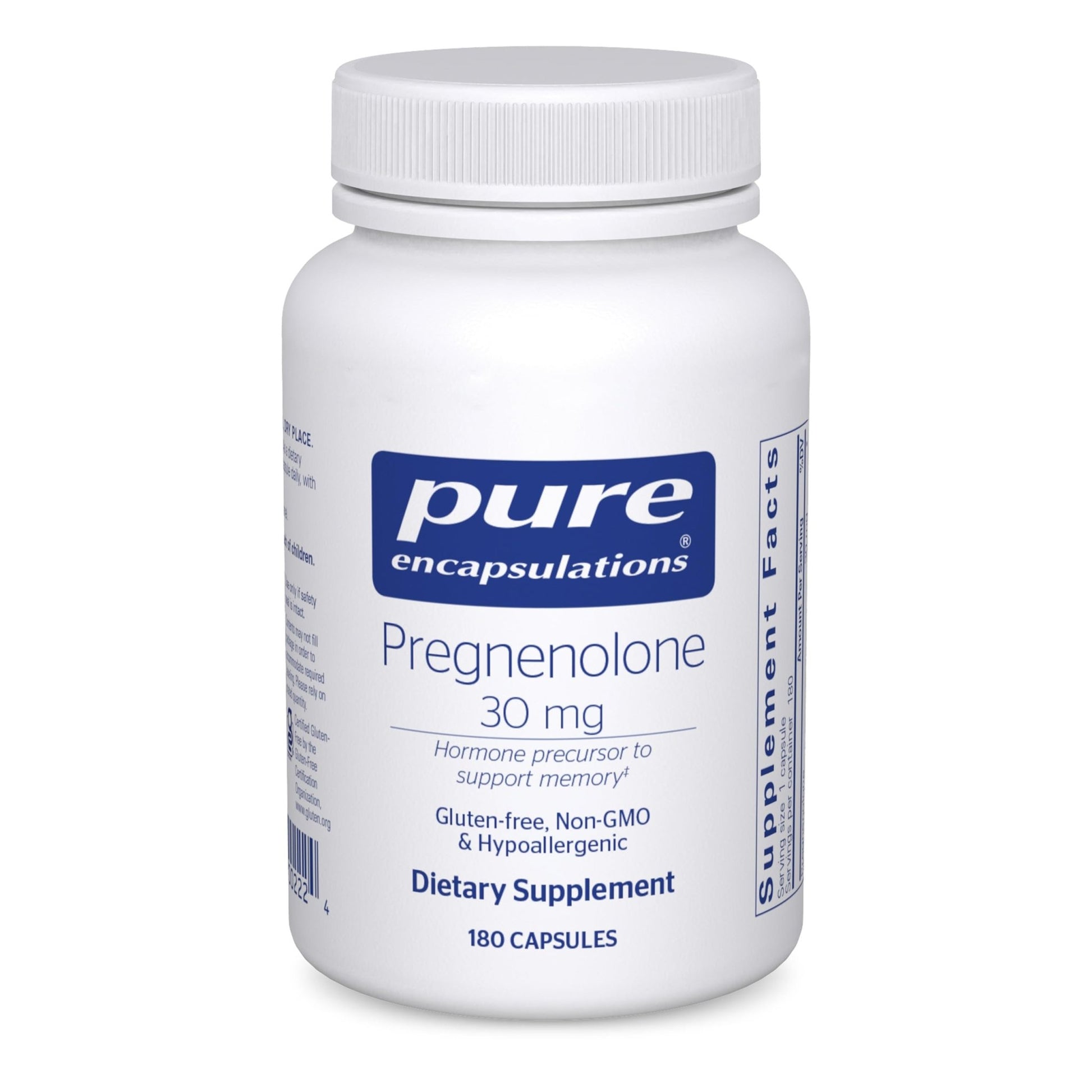 Pure Encapsulations Pregnenolone - 30 mg - Hormone Support - Memory Support - Gluten Free & Vegan - 180 Capsules - dailyvitalstore