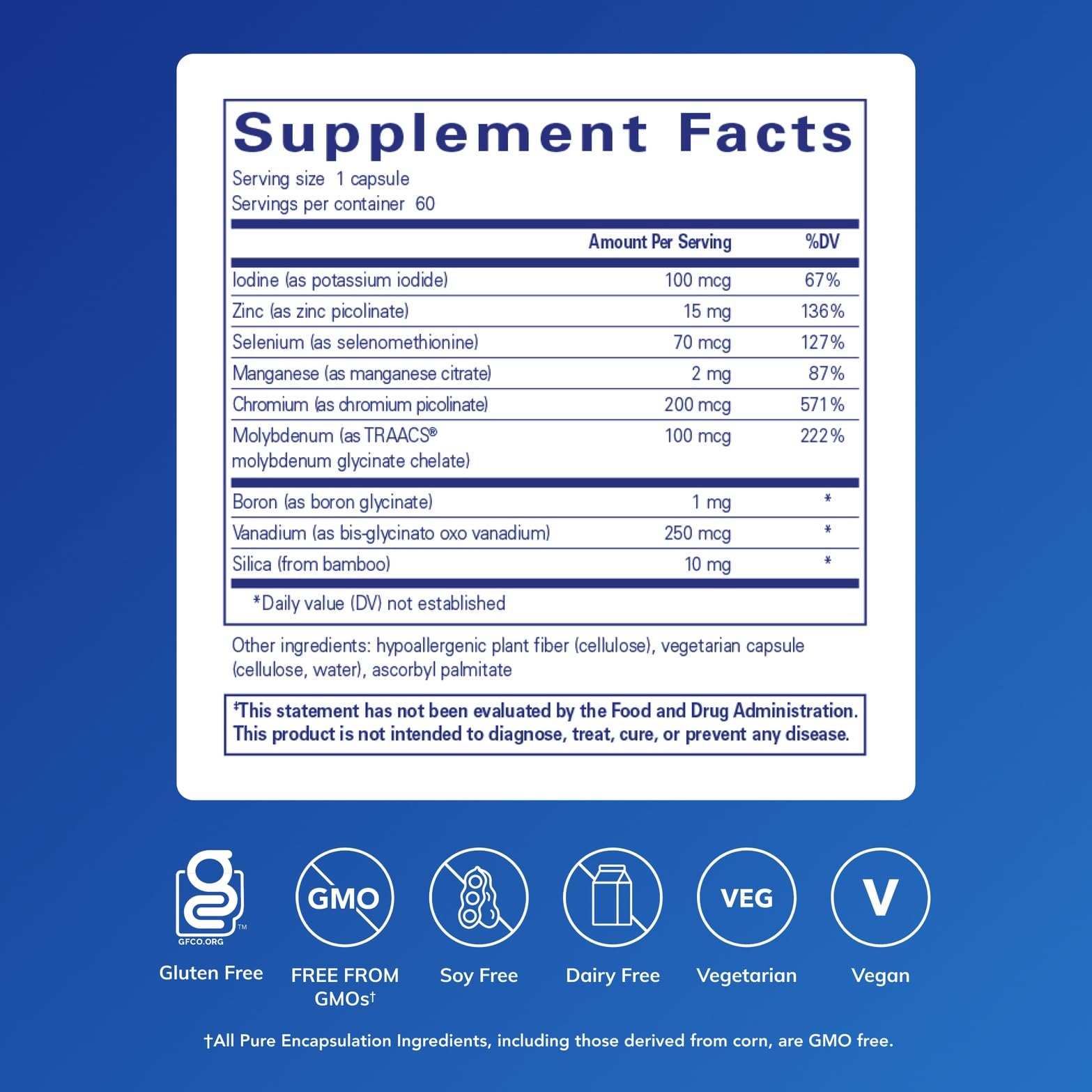 Pure Encapsulations Trace Minerals - Multimineral Supplement - Mineral Supplement - Supports Metabolism & Cellular Function* - Gluten Free & Vegan - 60 Capsules - dailyvitalstore