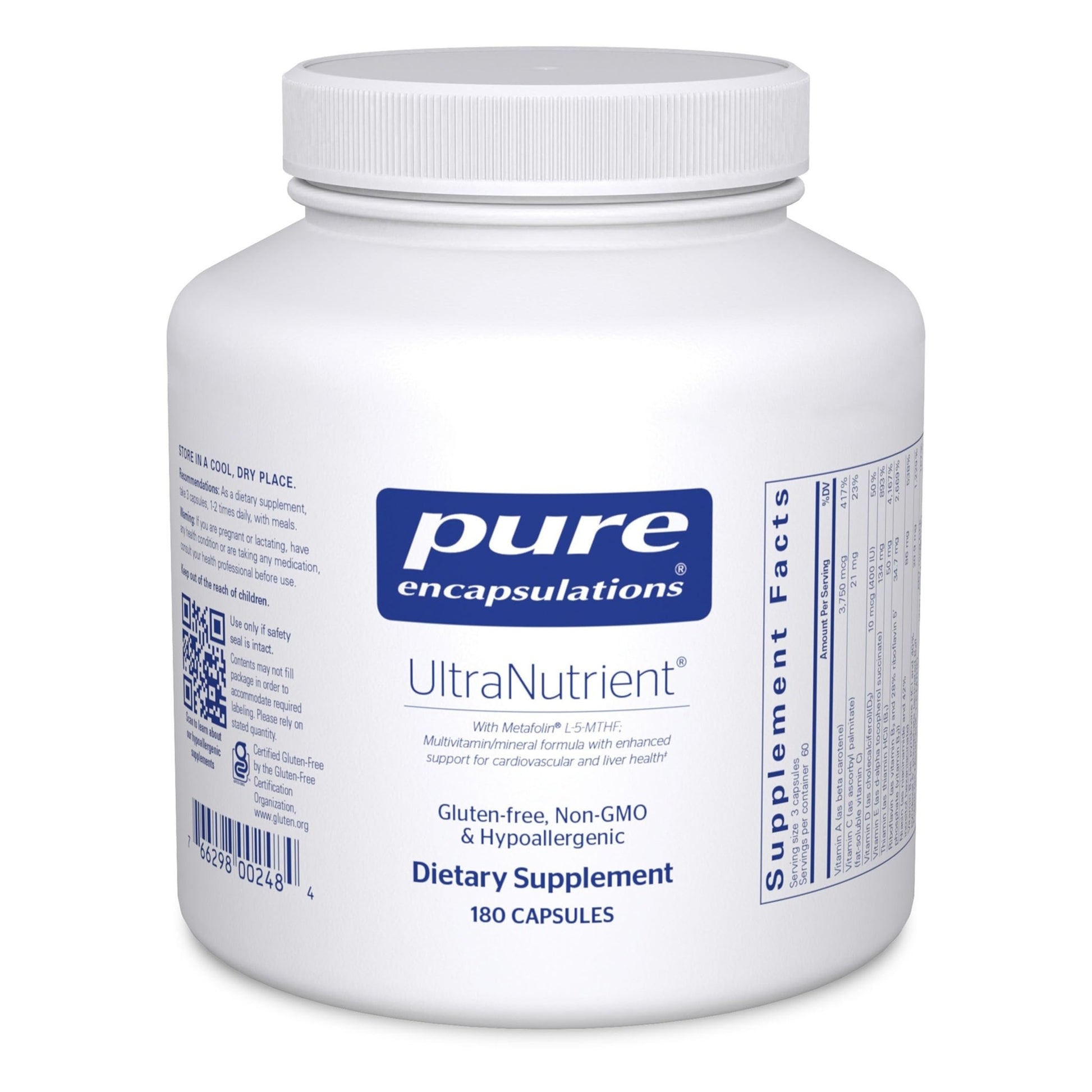 Pure Encapsulations UltraNutrient - Minerals & Multivitamins - Supports Liver & Heart Health* - Supplement for Antioxidants - with Vitamin C, CoQ10 & More - Gluten Free - 180 Capsules - dailyvitalstore