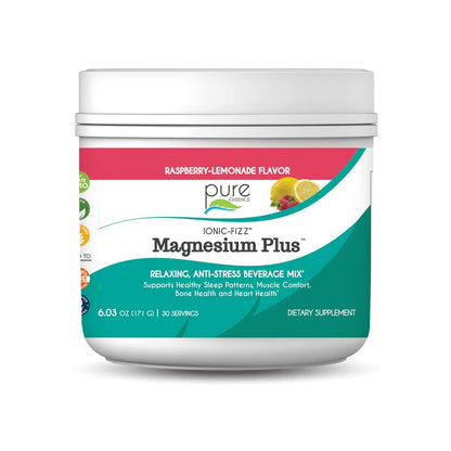 Pure Essence Labs Ionic Fizz Magnesium Plus, Anti-Stress Supplement Drink Powder, Gluten Free and Non-GMO Magnesium Powder - dailyvitalstore