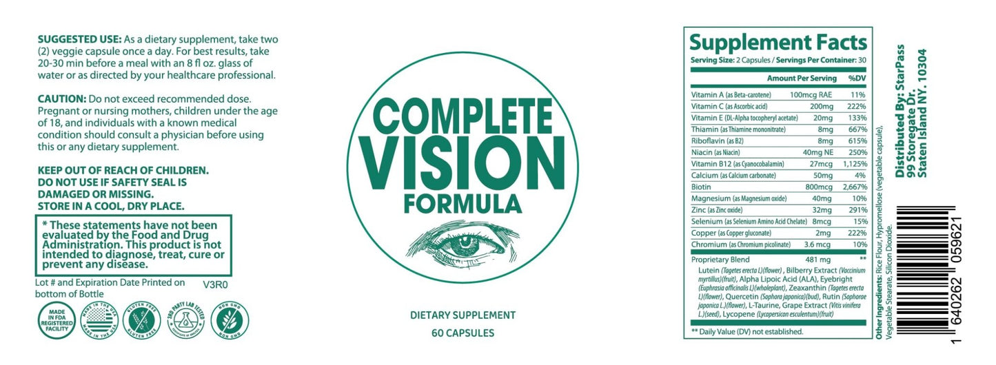 Pure Eye Health Vitamin & Mineral Supplements for Adults | 1 Complete Research Vision Formula w/Bilberry, Lutein, Zeaxanthin, Lycopene, Resveratrol | Supports Eye Strain, Dry Eyes 60 Capsules - dailyvitalstore