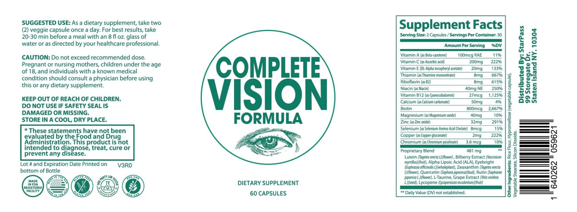 Pure Eye Health Vitamin & Mineral Supplements for Adults | 1 Complete Research Vision Formula w/Bilberry, Lutein, Zeaxanthin, Lycopene, Resveratrol | Supports Eye Strain, Dry Eyes 60 Capsules - dailyvitalstore