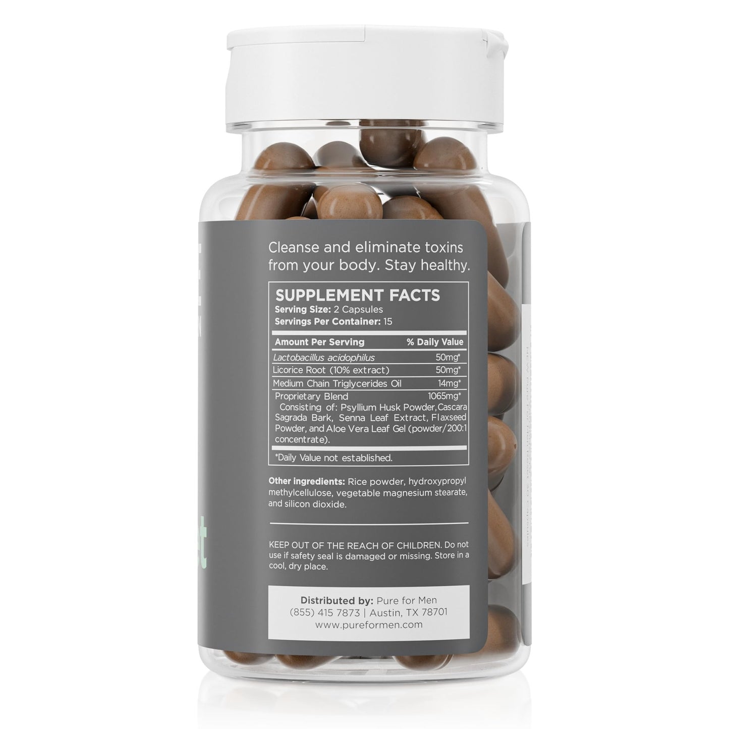 Pure for Men Detox Supplement, Reset | Promotes Digestive & Gut Health, Helps Remove Toxins & Supports Immune System, Colon Cleanse | 30 Capsules - dailyvitalstore