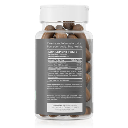 Pure for Men Detox Supplement, Reset | Promotes Digestive & Gut Health, Helps Remove Toxins & Supports Immune System, Colon Cleanse | 30 Capsules - dailyvitalstore