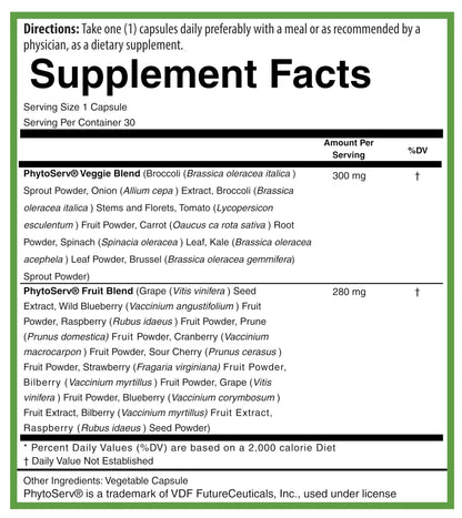 PURE® Greens & Reds Capsules - 30 Servings - 9 Daily Servings of Fruits & Vegetables in 1 Capsule - PhytoServ® Superfood Blend with Broccoli, Kale & Berries - Plant-Based Phytonutrient Shield - dailyvitalstore