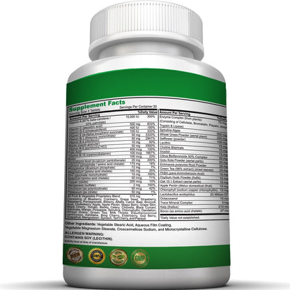 Pure Heathland Non-GMO Super Daily Multivitamin for Adults – 42 Natural Fruits & Vegetables Blend with 21 Essential Vitamins & Minerals – Vegan Coating Tablets, 90 Count, Made in USA - dailyvitalstore