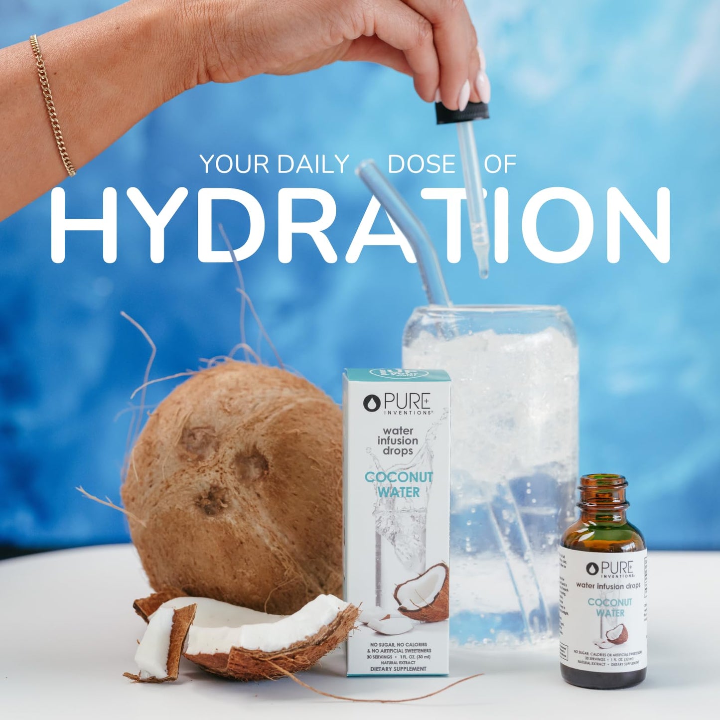 Pure Inventions - Coconut Water Infusion Drops – Electrolytes - Sugar-Free Hydration, Zero Calories, No Artificial Sweeteners, Clean Ingredients, 30 Servings - dailyvitalstore
