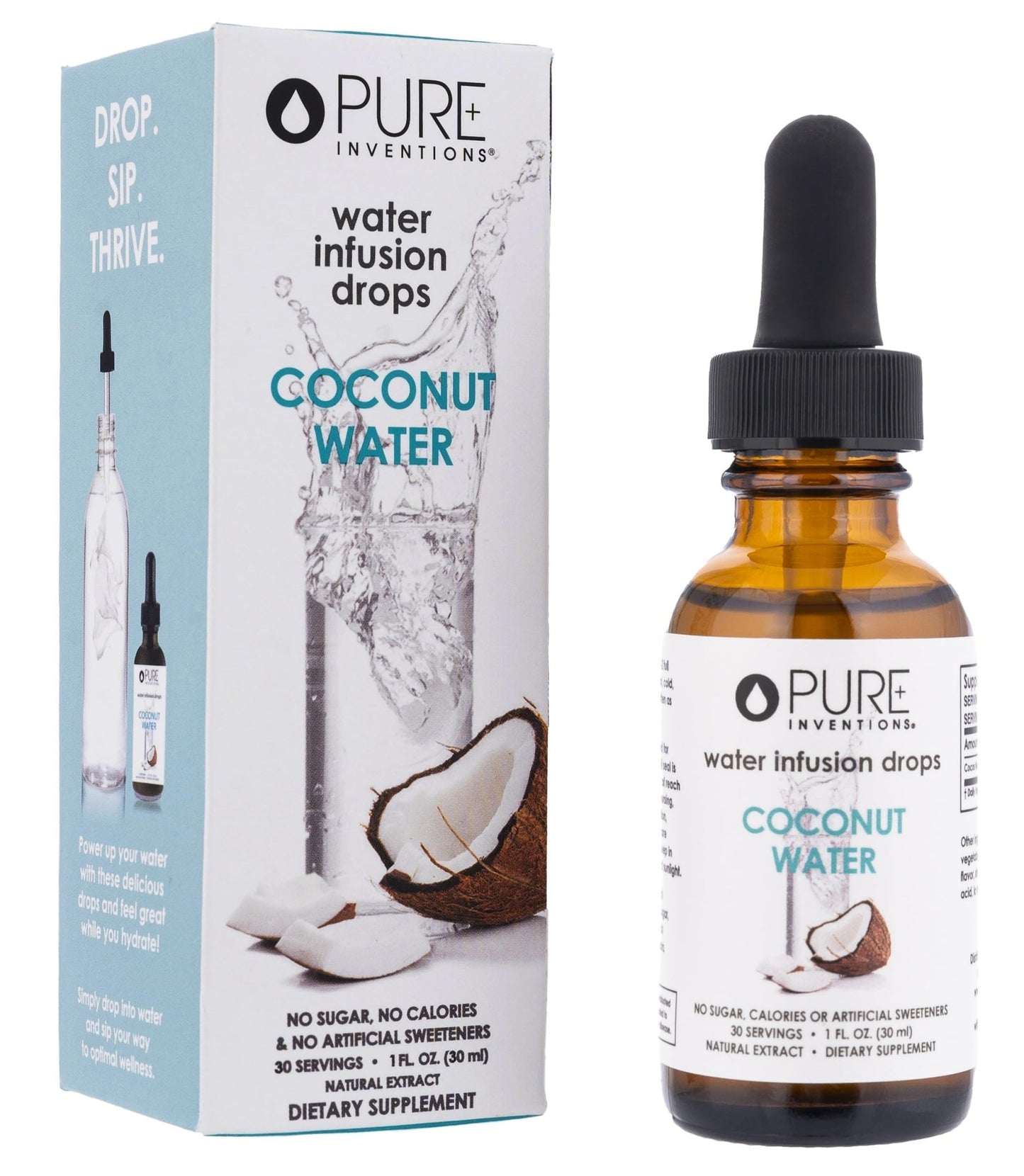 Pure Inventions - Coconut Water Infusion Drops – Electrolytes - Sugar-Free Hydration, Zero Calories, No Artificial Sweeteners, Clean Ingredients, 30 Servings - dailyvitalstore