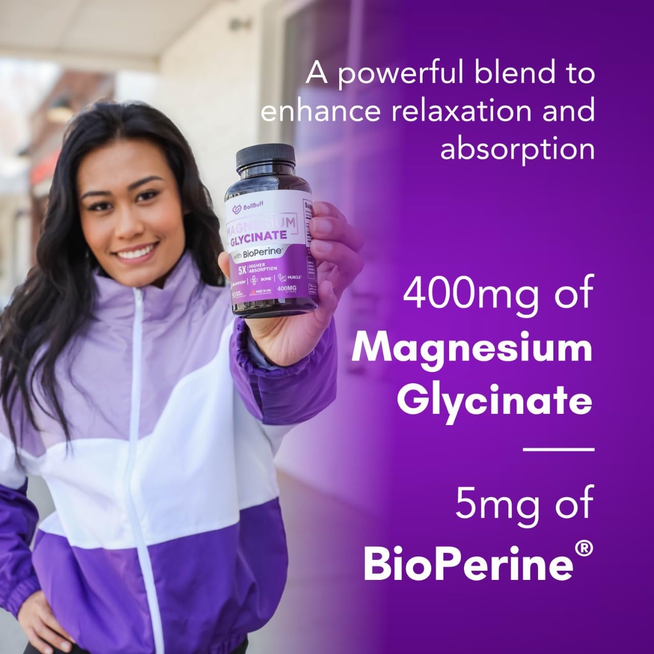 Pure Magnesium Glycinate 400mg - 5X Higher Absorption - Support Stress Relief, Sleep, Bone Health - 100% Chelated - Pure Magnesium Supplement - dailyvitalstore