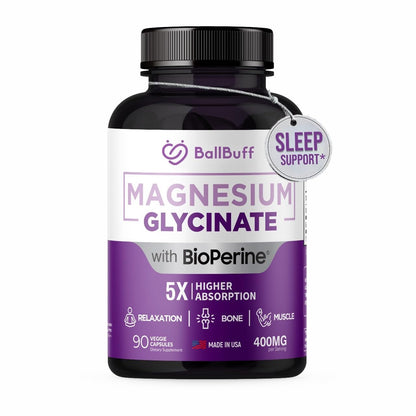 Pure Magnesium Glycinate 400mg - 5X Higher Absorption - Support Stress Relief, Sleep, Bone Health - 100% Chelated - Pure Magnesium Supplement - dailyvitalstore