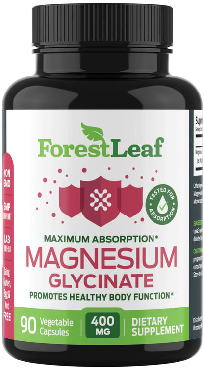 Pure Magnesium Glycinate 400mg Serving - High Absorption Magnesium Glycinate - Mag Bisglycinate for Stress, Bones, Muscles, Nerves, - dailyvitalstore