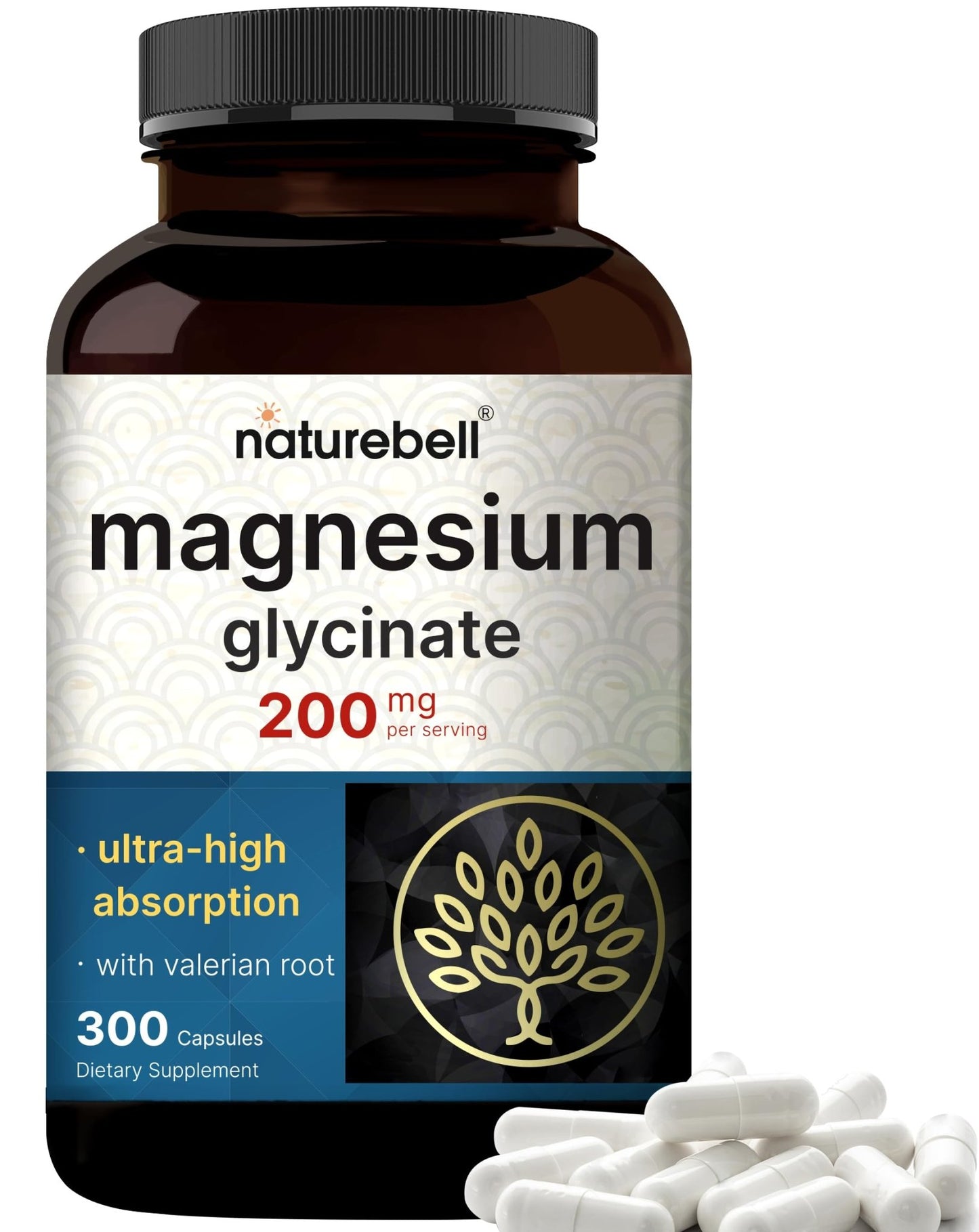 Pure Magnesium Glycinate for Sleep, 200mg with Valerian Root, 300 Capsules | 100% Chelated & Purified Mineral Supplement – Ultra High Absorption – Non-GMO, Gluten Free - dailyvitalstore