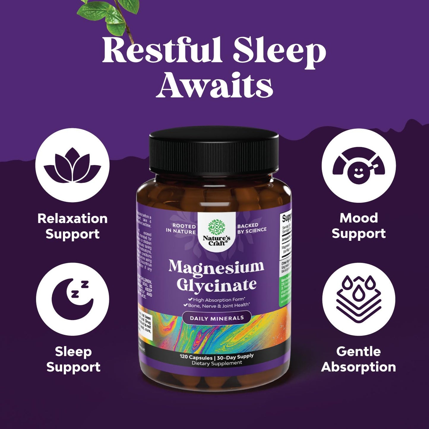 Pure Magnesium Glycinate Supplement 500mg - Magnesium for Sleep and Rest Capsules for Men & Women - Unflavored Vegan High Absorption Pills for Relaxation Support - 120 Count - dailyvitalstore