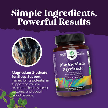 Pure Magnesium Glycinate Supplement 500mg - Magnesium for Sleep and Rest Capsules for Men & Women - Unflavored Vegan High Absorption Pills for Relaxation Support - 120 Count - dailyvitalstore