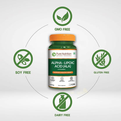 Pure Nutrition Alpha Lipoic Acid 600mg + Vitamin E | 120 Caps | Powerful Antioxidant to Support Nerve & Heart Health*. | Non-GMO - dailyvitalstore