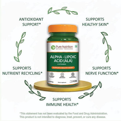 Pure Nutrition Alpha Lipoic Acid 600mg + Vitamin E | 120 Caps | Powerful Antioxidant to Support Nerve & Heart Health*. | Non-GMO - dailyvitalstore