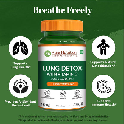 Pure Nutrition Lung Health Supplement | 60 Caps | Herbal Lung Support Formula with Quercetin, Vitamin C, Nettle, Vasaka Leaf, Lotus, Licorice & Ginger. - dailyvitalstore