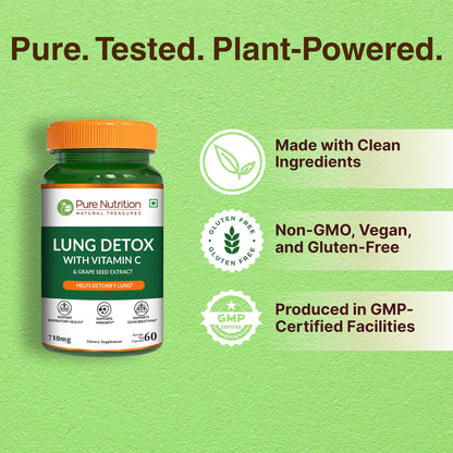 Pure Nutrition Lung Health Supplement | 60 Caps | Herbal Lung Support Formula with Quercetin, Vitamin C, Nettle, Vasaka Leaf, Lotus, Licorice & Ginger. - dailyvitalstore