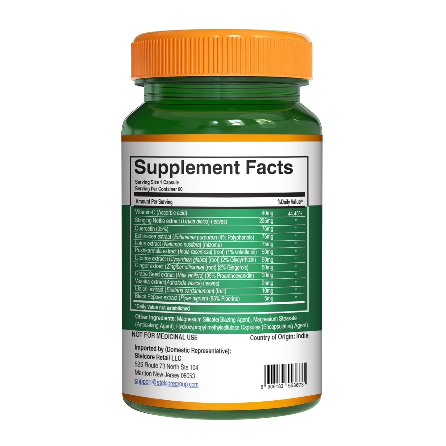 Pure Nutrition Lung Health Supplement | 60 Caps | Herbal Lung Support Formula with Quercetin, Vitamin C, Nettle, Vasaka Leaf, Lotus, Licorice & Ginger. - dailyvitalstore