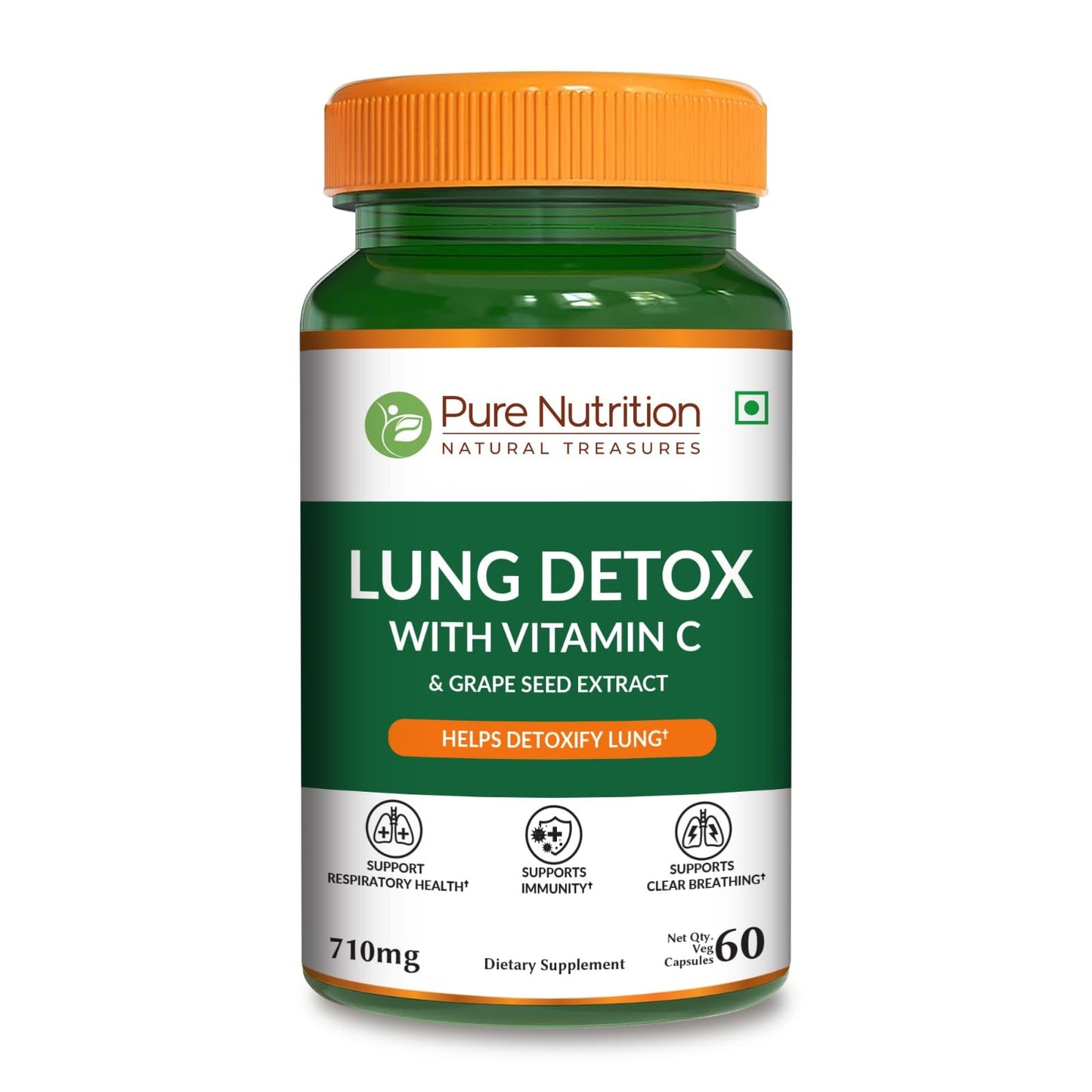Pure Nutrition Lung Health Supplement | 60 Caps | Herbal Lung Support Formula with Quercetin, Vitamin C, Nettle, Vasaka Leaf, Lotus, Licorice & Ginger. - dailyvitalstore